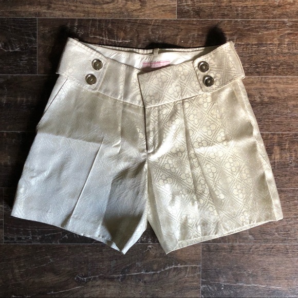 Pink Tartan High Waisted Cream Sparkly Shorts NWT - Picture 3 of 6
